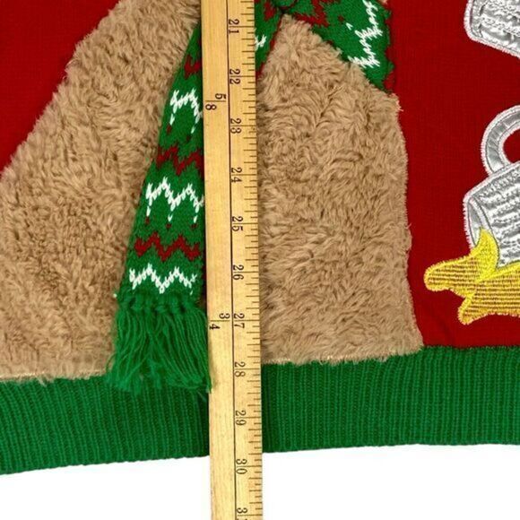 JOLLY SWEATERS Goat drinking Beer Ugly Christmas Sweater Holiday Unisex L Red - Picture 14 of 15
